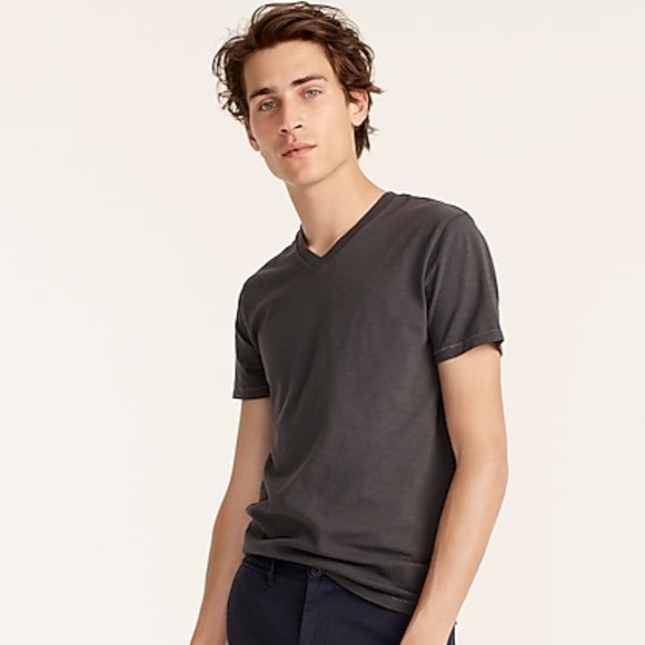 J Crew Garment Dyed Slub Cotton V Neck 